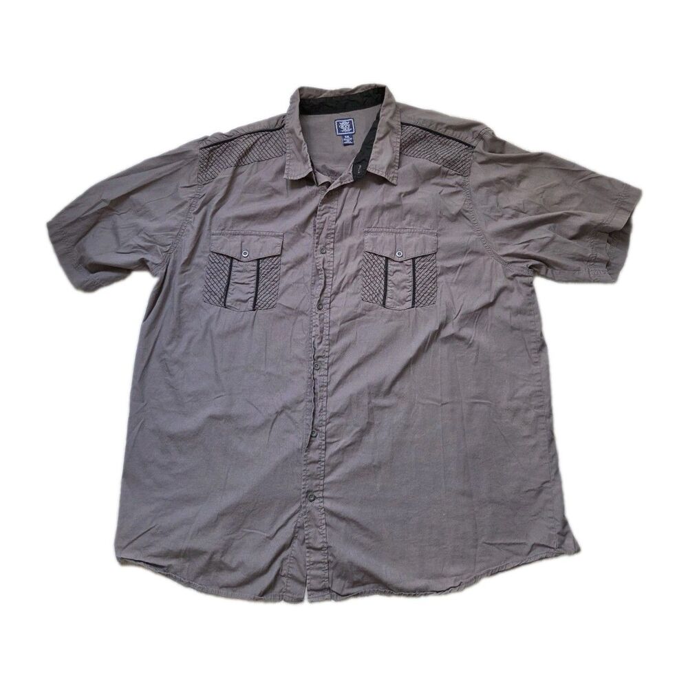Black Jack Duo Mens 5XL Gray Utility Gray Button Down Shirt Short Sleeve GUC
